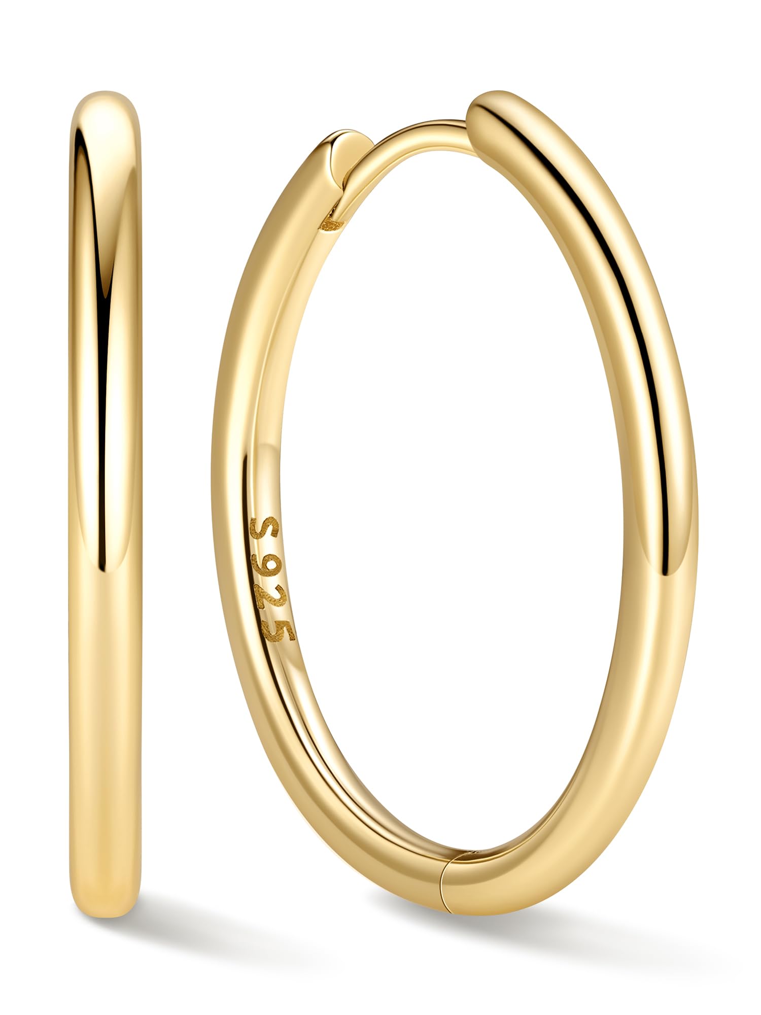 ChicSilver 925 Plata Pendientes Aros Mujer Hoop Earrings Oreja 8-20MM | Material Plata de Ley Aretes Hipoalergénicos para Piel Sensible Banda Fina Regalo Madre Pareja Joyería Delicada