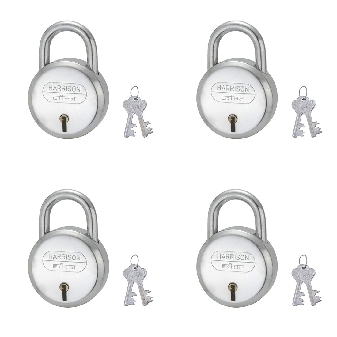 Harrison J-6/BCP-0447_PK 2 4 Levers Padlock With 2 Keys (Silver, Steel Finish) — Amazon image 4
