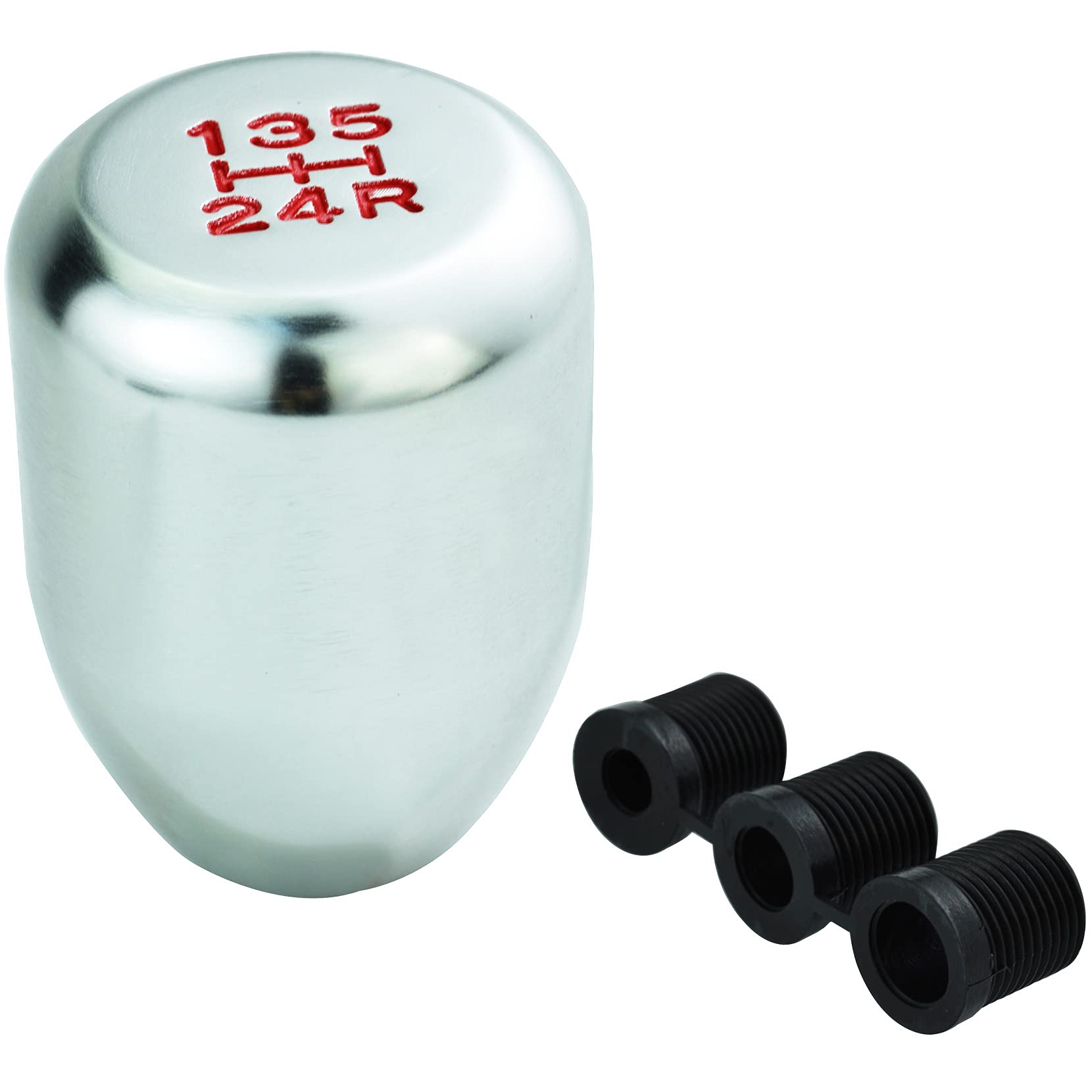 TemzzerGear Knob 5 Speed Weighted Shifter Knob Gear Stick Short Handle for Most Manual Automatic Vehicles (Silver)