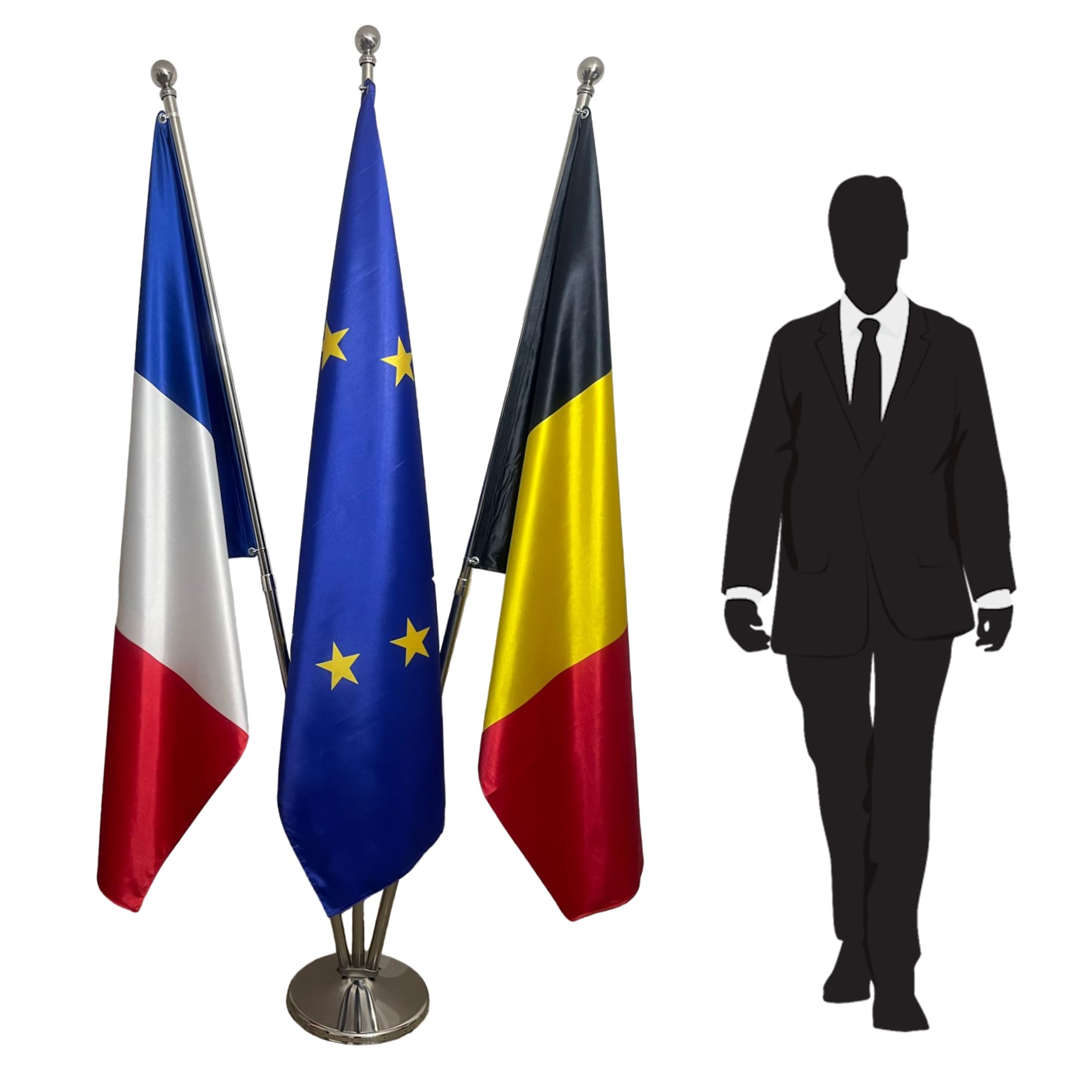 Drapeau Europe, Belgique et France pour pavoiser vos tables de réunion sans encombrer l'espace