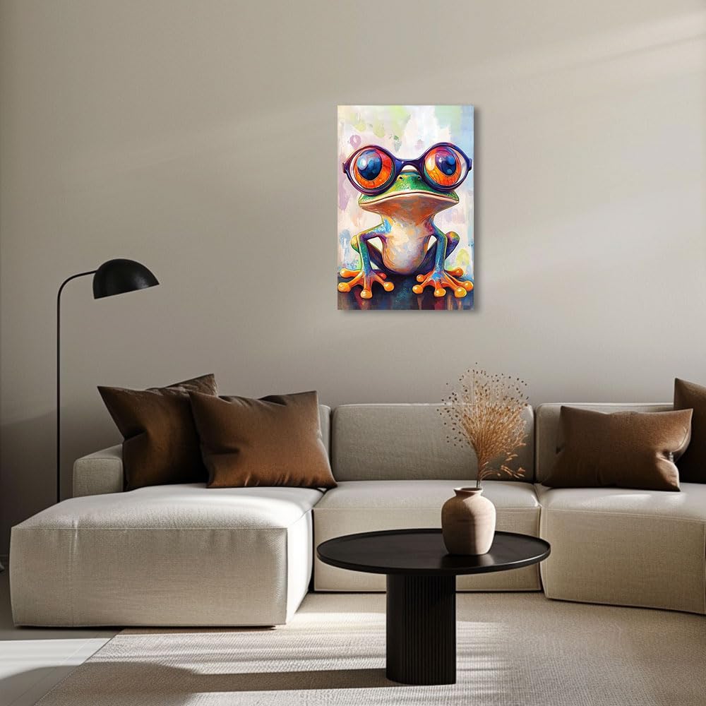 Amazon.com: QIXIANG Frog Canvas Wall Art Frogs with Glasses Art