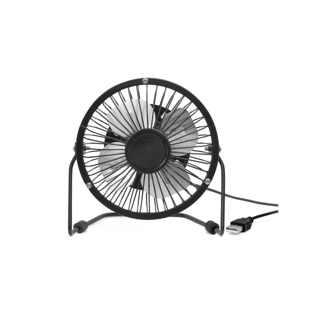 Kikkerland Ventilatore Da Tavolo Portatile USB - Nero, Silenzioso, Rotazione 360°