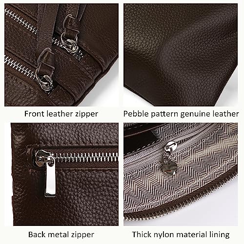 Image of befen Small Genuine Leather Crossbody Purses for Women Trendy Travel Shoulder Handbags with Multiple Zipper Pockets