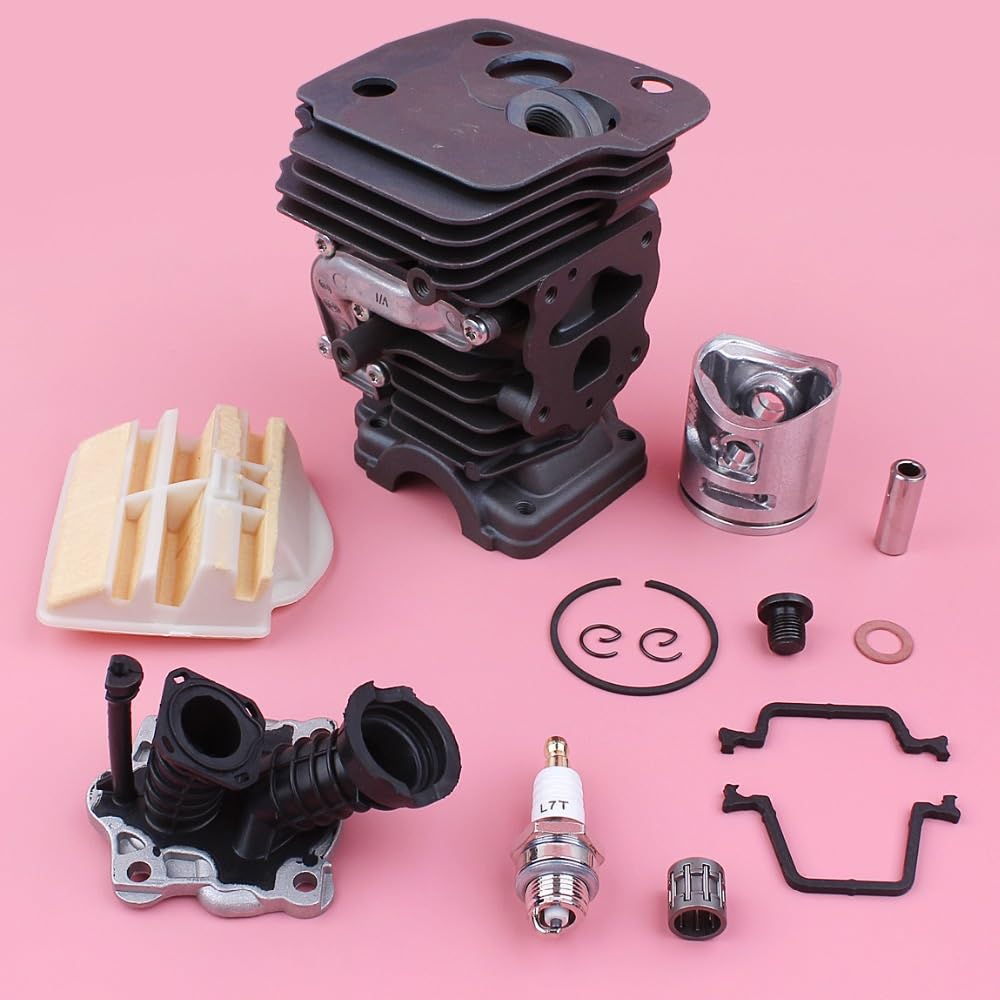 Kit de Tubo de Entrada de Filtro de Aire de pistón de Cilindro de 42mm, for Pieza de Repuesto de Motosierra Husqvarna 445 445E Pistón de Cilindro de jardín