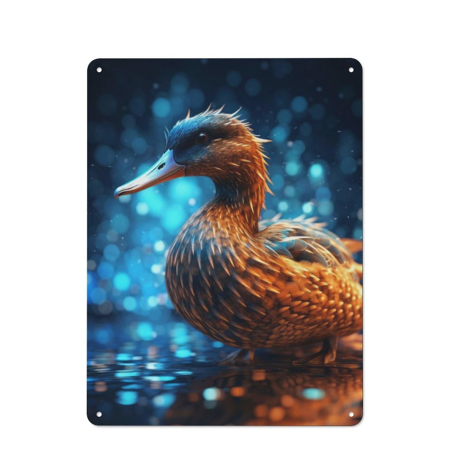 Junmoney Glowing Mallard Duck Tin Wall Plaque 40X30cm With For Bar Or Restaurant, Suited To Bar Decor Enthusiasts