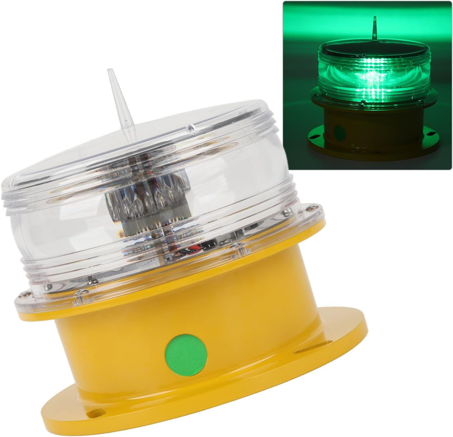 Jonlaki LED Solar Dock Light 360 Degree Bright Red Beacon IP68 Marine Lamp Fit for Boats Barges Bridges Helipads (Green)