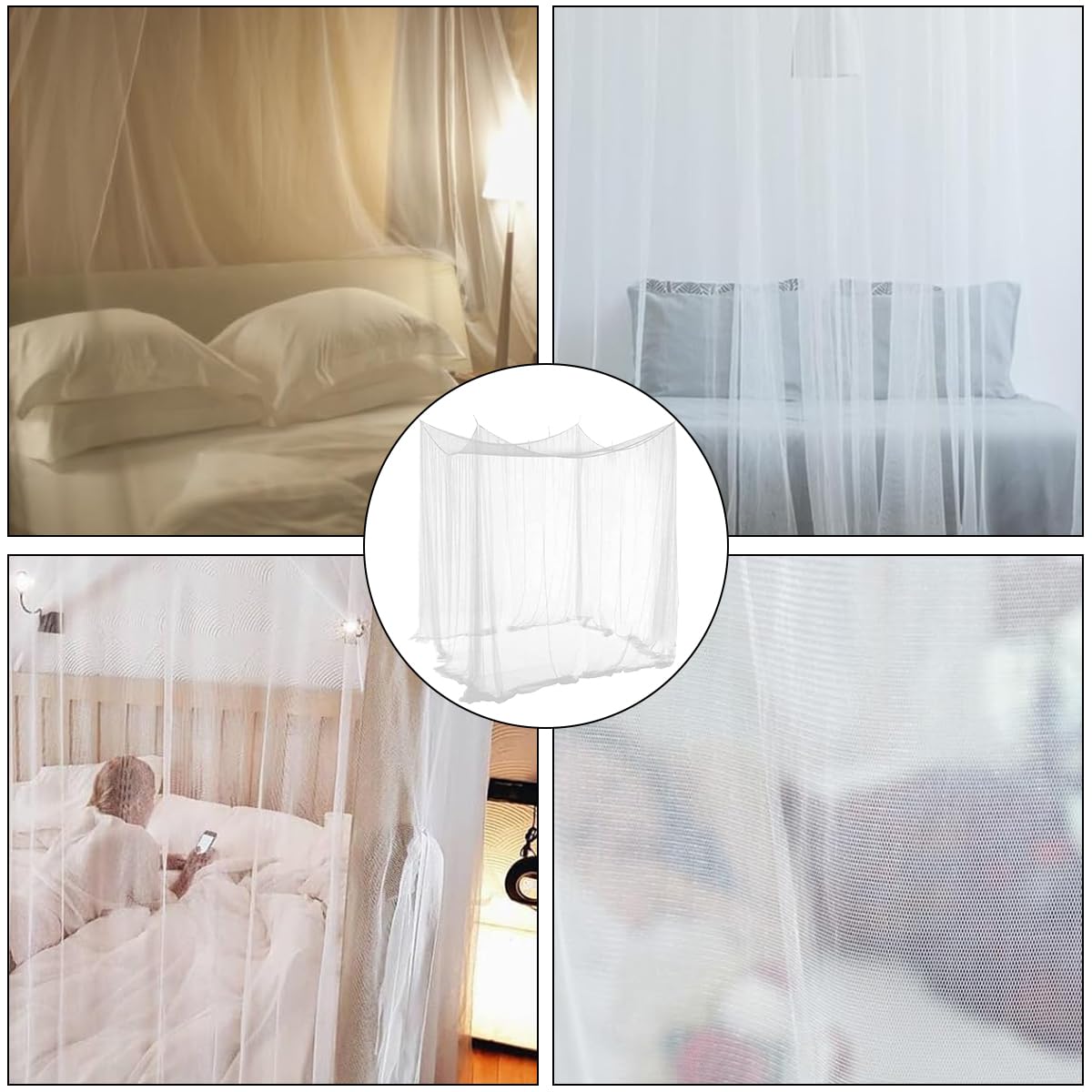 Forhome Mosquitera Cama, Universal Mosquito Net Cuadrados, Mosquitera Grande para el Hogar o de Vacaciones Doble Rectangular para Cama Grande （200 * 200 * 220cm）