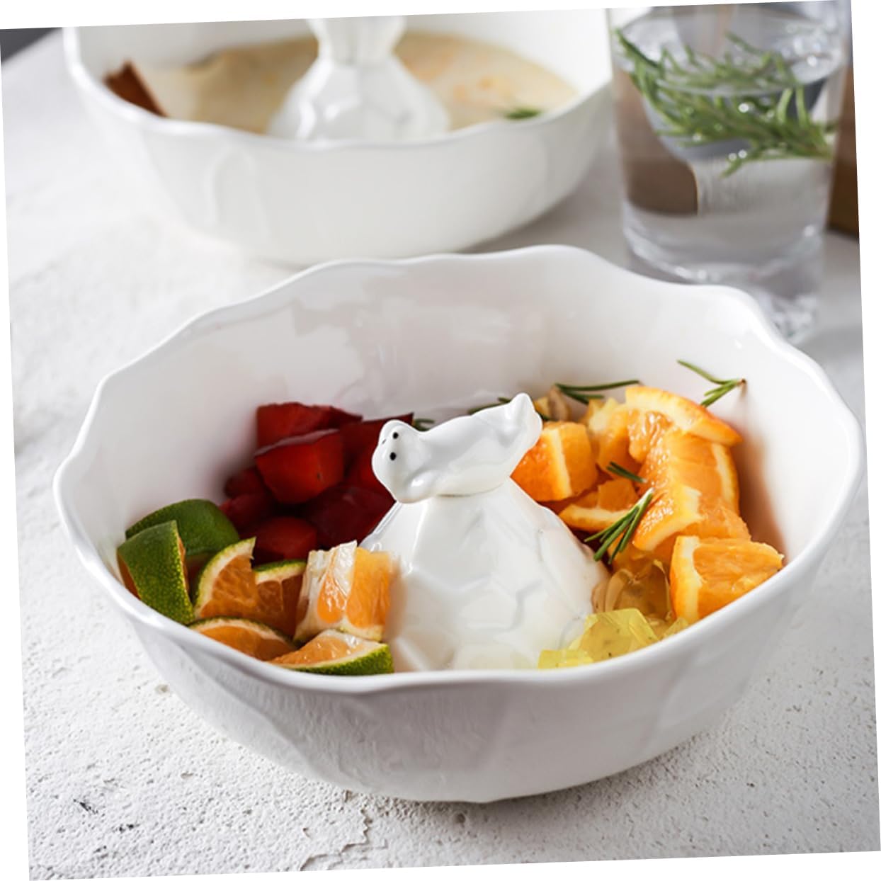 Alipis Bear-shaped Dessert Serving Bowl Multipurpose Ceramic Soup Salad Bowl for Home Kitchen Unique Animal Design Tableware for Fruits Oatmeal Snacks