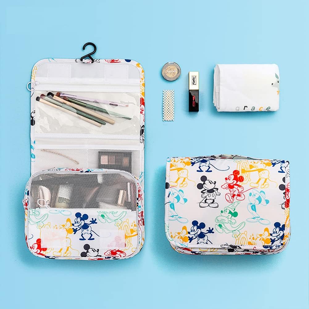 Finex Mickey Colorful Cartoon in White Background Toiletry Shower Bag with Handle and Hanging Hook for Travel Skincare Cosmetic Makeup Tools - Image 2