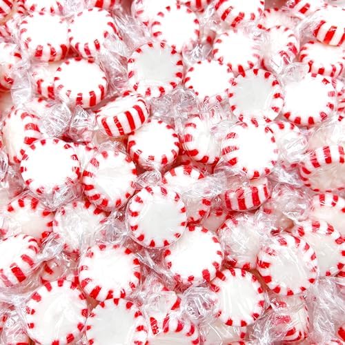LAETAFOOD Starlight Peppermints Red White Stripped Christmas Hard Candy, Individually Wrapped (1 Pound Bag)