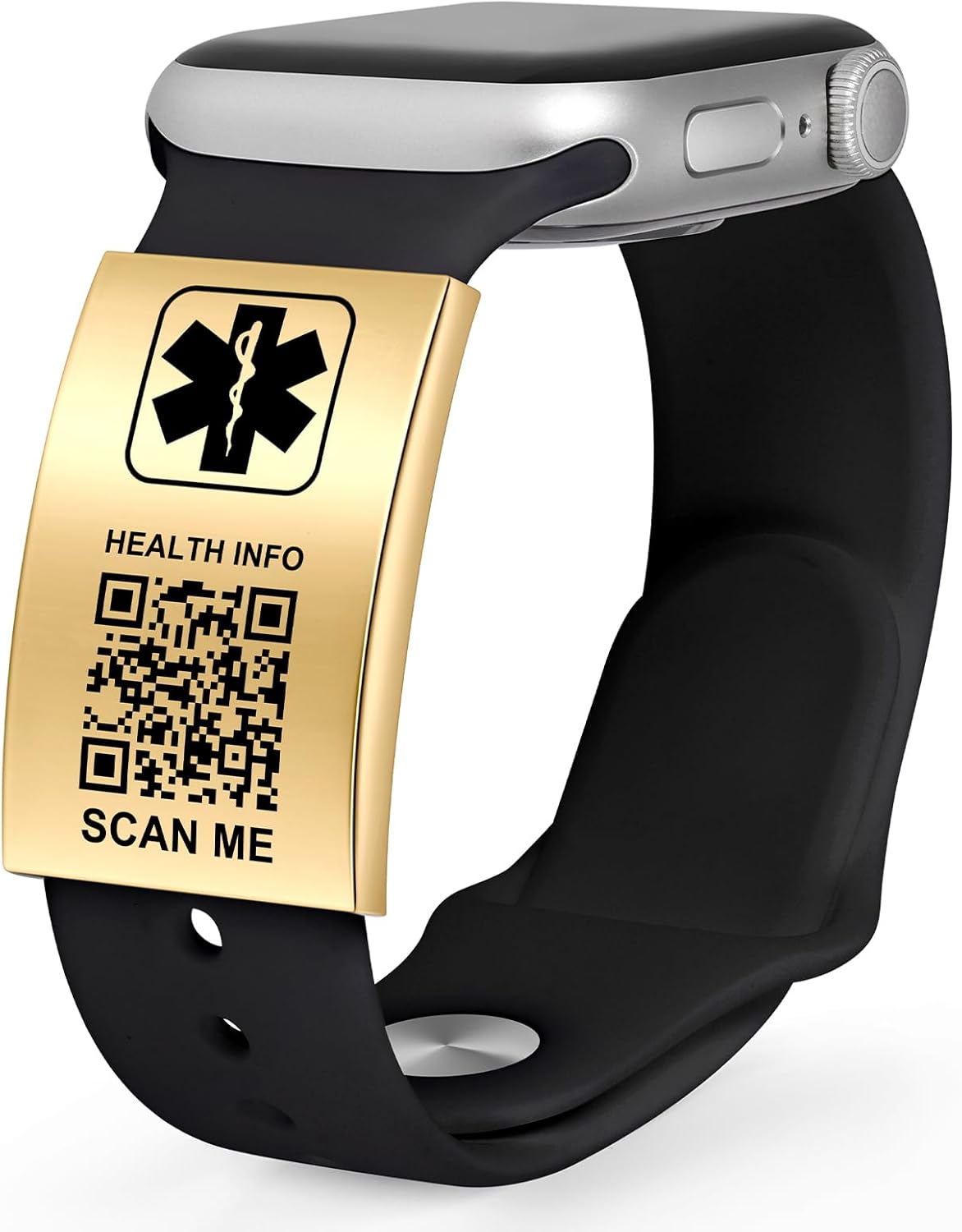 Medical Alert ID Tag for Watch Band Engraved QR Code...