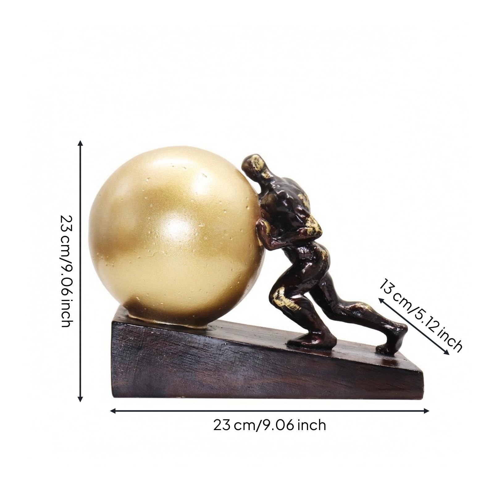 Handbemalte Harzfigur mit goldfarbener handbemalt stehende Tischfigur handgefertigt Dekofigur für Regal, Sideboard, 23cmx13x23cm, A