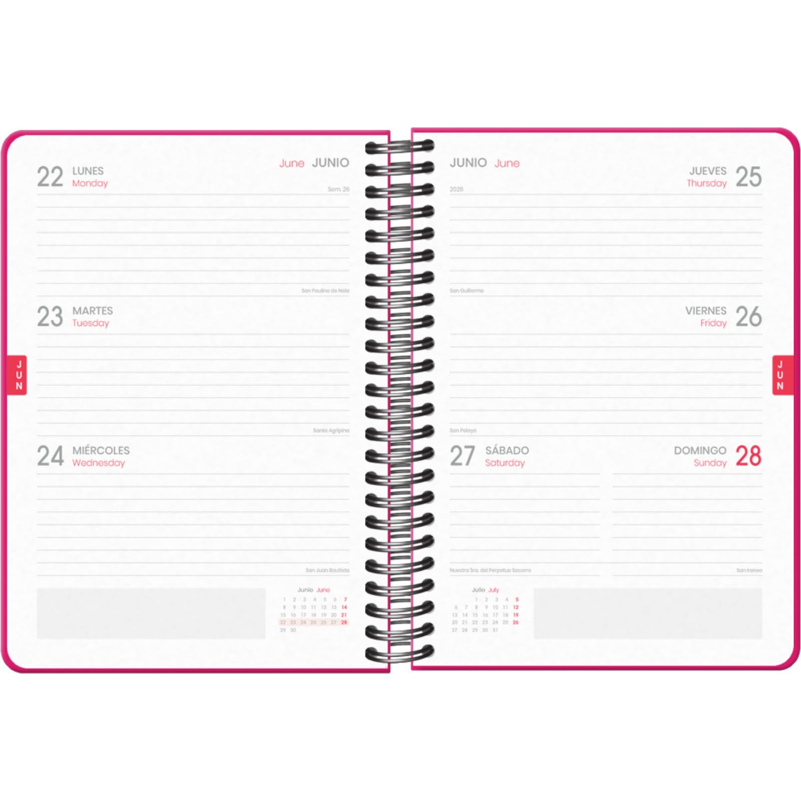 Dohe, School Planner 2025 2026, Week to View, A5 Size (15x21 cm), Spanish and English, Double Spiral Binding and Elastic Band - Image 2