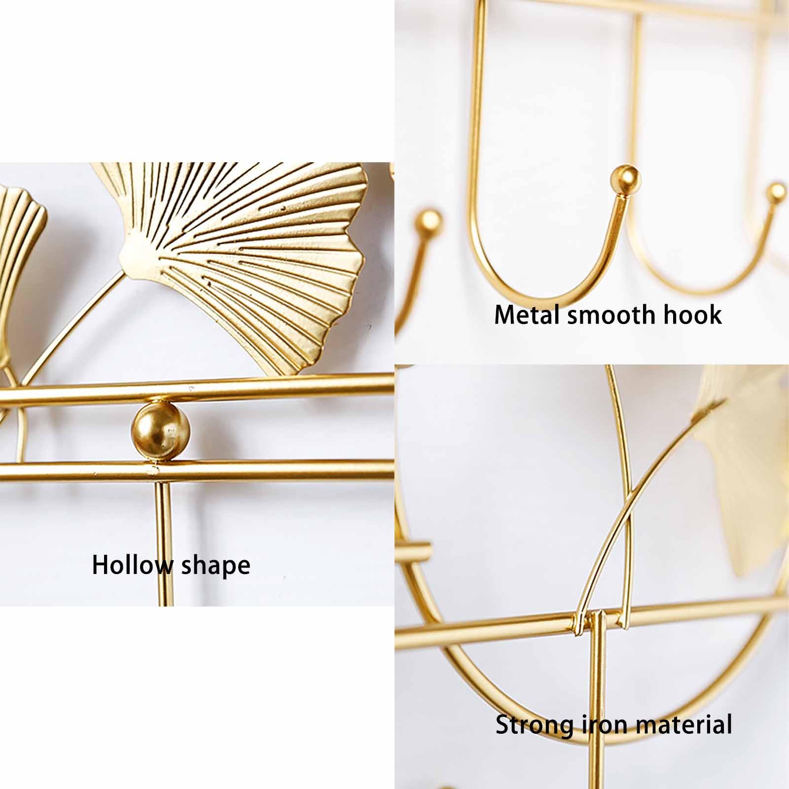 2 ganchos decorativos de pared, gancho para colgar en la pared, adecuado para dormitorio, sala de estar, pasillo, decoración de pared, colgante de porche, percha, dorado