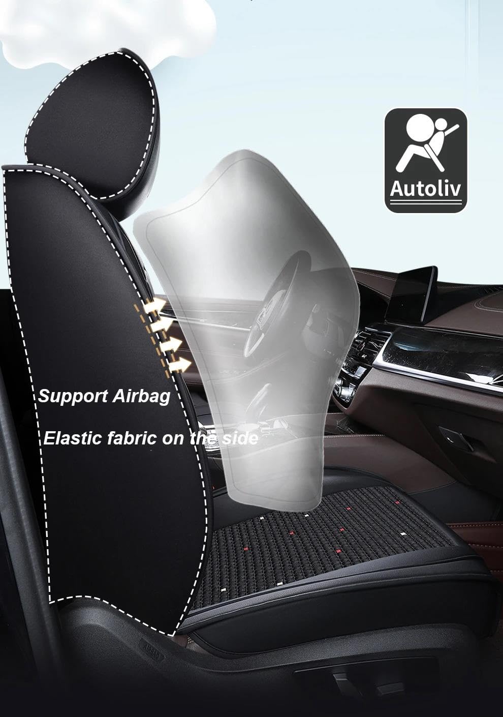 Coprisedile Universale Per Conducente Volvo V50 - Colore Nero, Realizzato A Mano In UE, Con Fori Per Airbag Laterali, Kit Di Montaggio Incluso