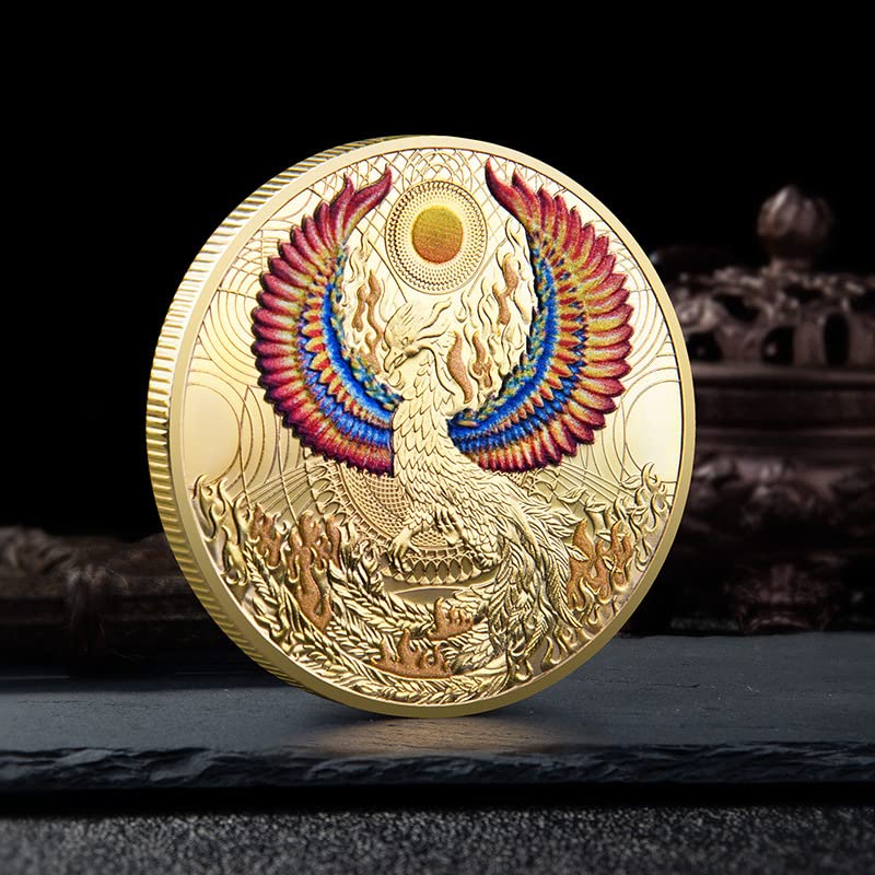 DEBIDSTL Worry Coin Chinese Phoenix from The Ashes Lucky Coin Lottery Ticket Scratcher Tool Good Luck Charms (Gold)