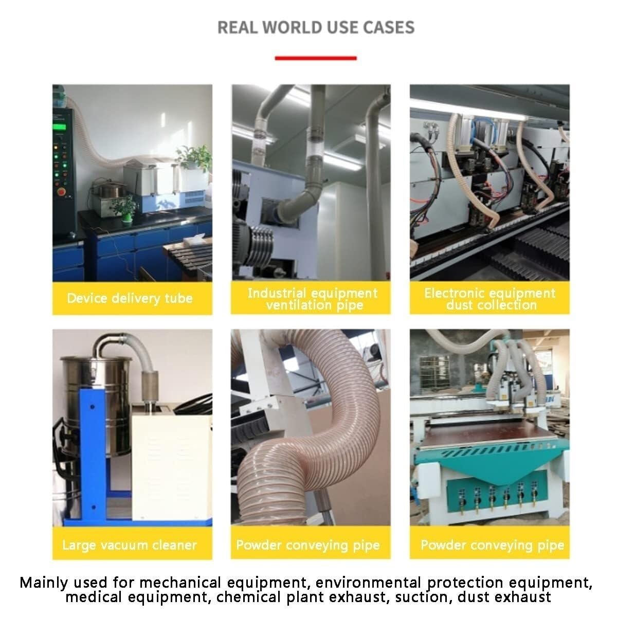 Tuyau flexible en polyuréthane de 1 m de long - Diamètre intérieur de 25 mm à 70 mm, conduit en PU transparent for solides abrasifs, utilisation industrielle, résistant à la température(Inner Diameter