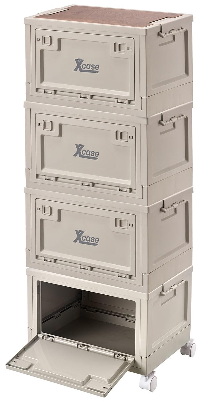 Xcase Kisten mit Deckel: 2er Set 2er-Set Aufbewahrungsbox mit Deckel und MDF Ablage 30L,Wheel (Kisten mit Kunststoff, Camping Tischboxen, Organizer)