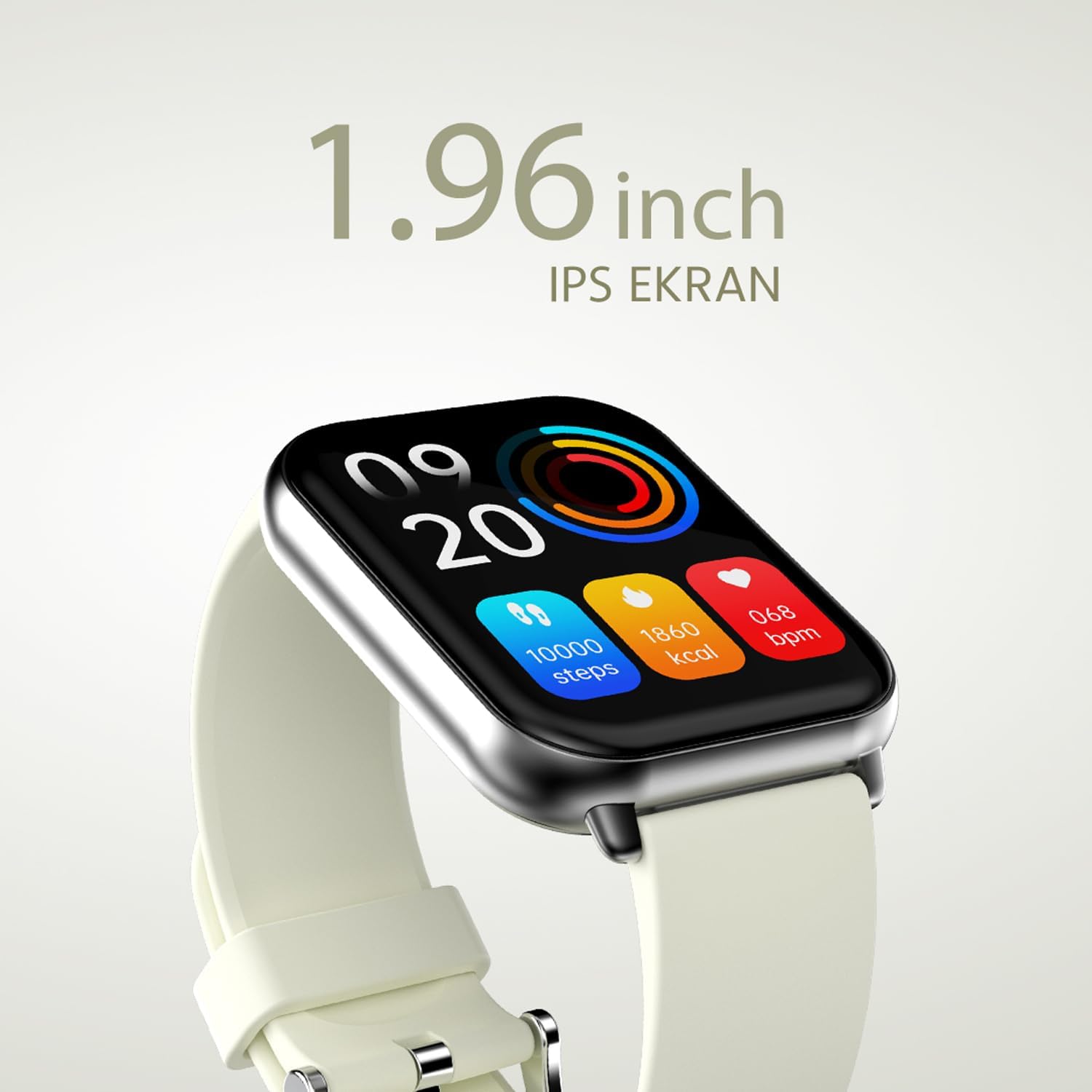 Close-up of HiFuture Future Zone2 Smartwatch display showing 1.96 inch IPS screen