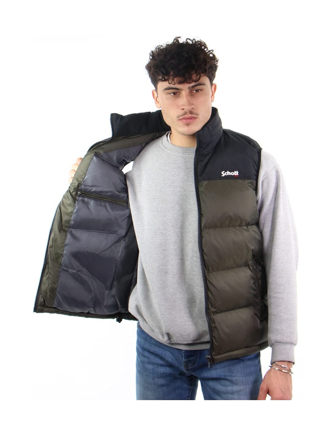 Schott NYC Utahv Chaleco de plumas con hombros Hombre (Pack de 1)