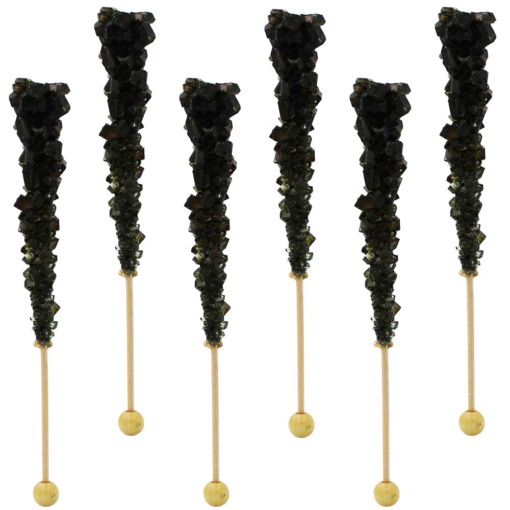 FruidlesRock Candy Lollipops Pops Candy Suckers, Color and Flavor Assortment, Individually Wrapped, 6.5" (Black Cherry, 6-Pack)