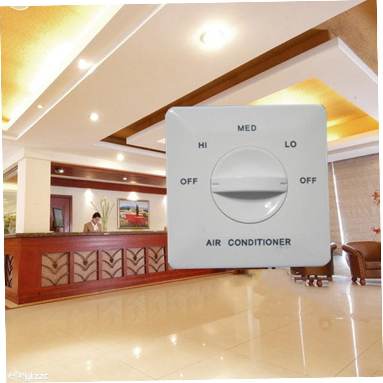 Adjustable Fan Coil Control Switch Three-Speed Temperature Regulator for Central Air Conditioning Durable Panel with Impact and Fire Resistance Home and Office Use