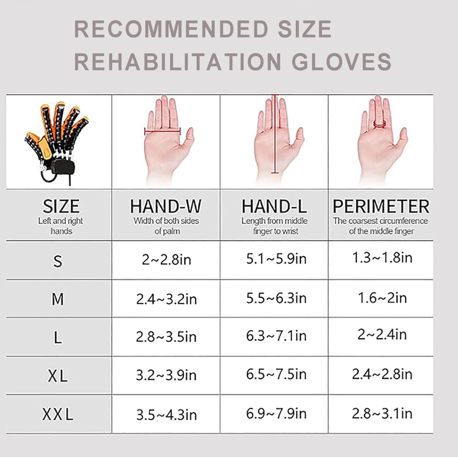 Guantes Robóticos de Rehabilitación para Ictus y Parálisis – Terapia de Manos y Dedos para Artritis y Recuperación de Hemiplejia Right Hand M