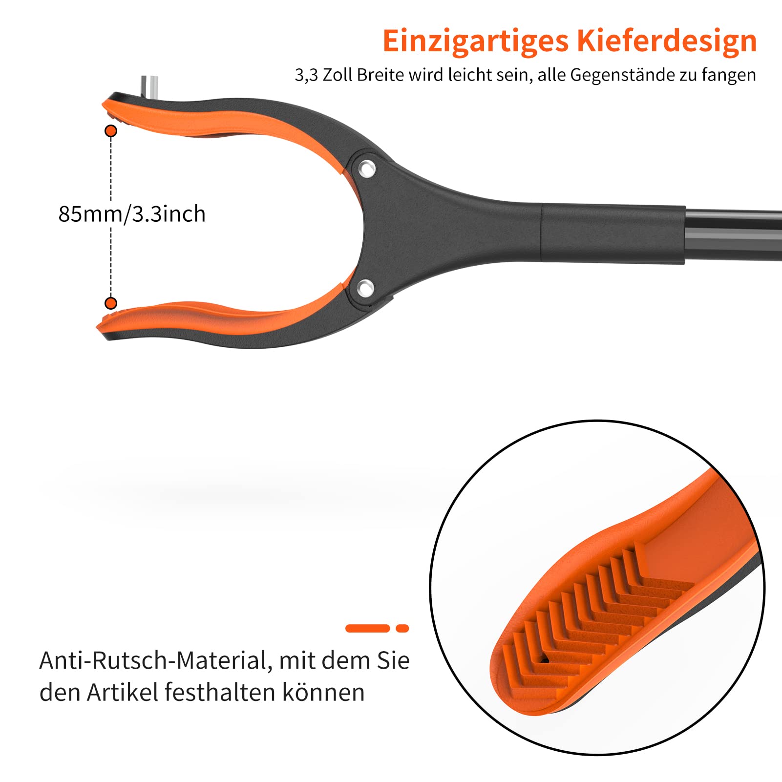 Jellas Lot de 2 Pince de préhension Pliable de 81,3 cm avec Embout magnétique Solide et Chausse-Pied, Outil d'aide pour ramasser Les ordures, ramasser Les déchets, Extension de Bras (Orange)