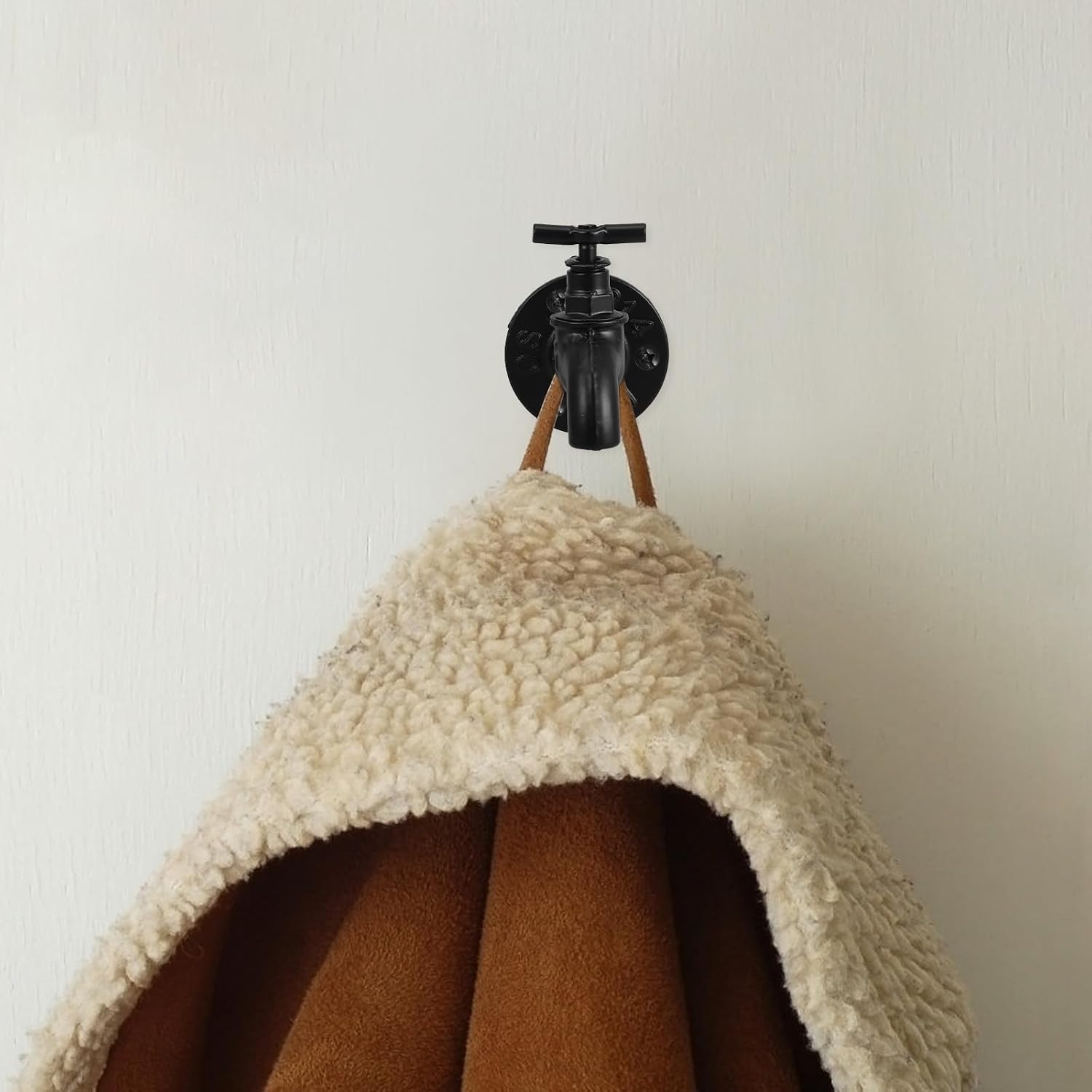 Heavy Duty Industrial Wall Hooks for Coats and Towels Black Metal Vintage Coat Rack Hook with Water Spigot Design for Home and Office Storage