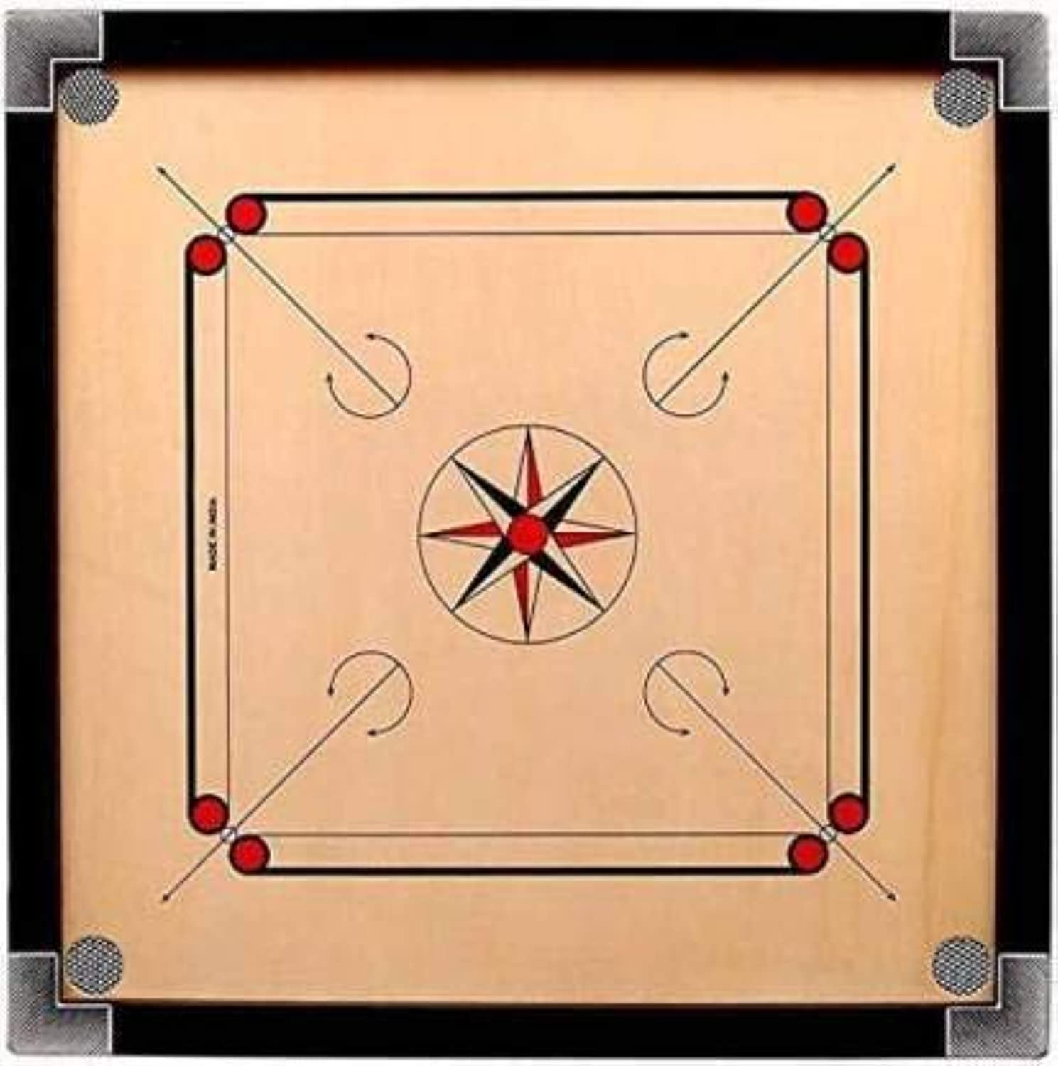 SV Associates Wooden Finish 26 Inch Full Size Carrom Board for Kids and Children with Coins Striker and Boric Powder, (Brown) - Medium