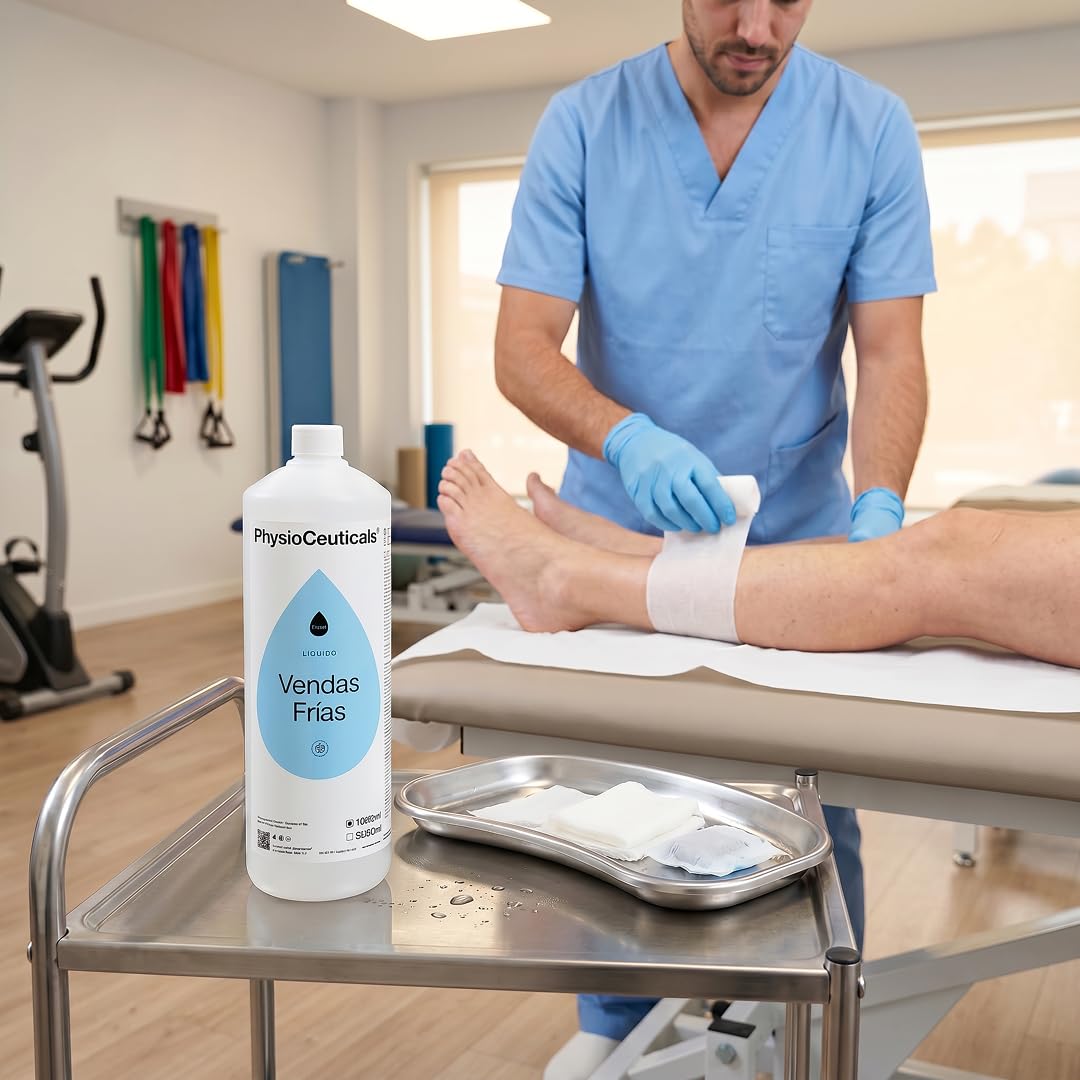 PHYSIOCEUTICALS - Líquido Vendas Frías Profesional 1000ml - Efecto Crioterapia notable con Fucus, Mentol y Alcanfor - Ideal para Especialístas