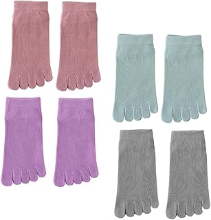 Healvian 4 Pairs Five-toed Socks Women's Summer Sweat-absorbing Isolation Cotton Socks Split Toe Socks Low Socks Women Cotton Socks Breathable Socks Fashion Toe Socks Low Cut Socks Fashion