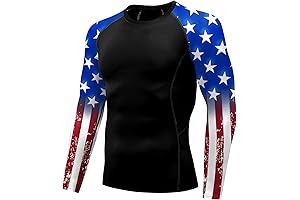 Jiu Jitsu American Flag Sun Protection Printed Rash Guard