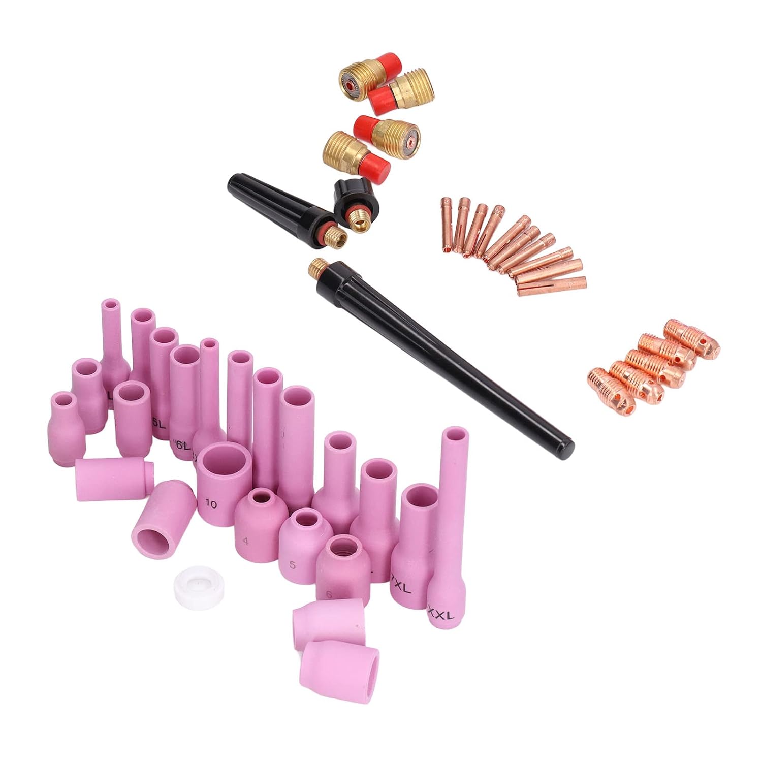 46Pcs TIG Welding Accessory Cup Gasket Collet Lens Tool Set Kit Suitable for SR WP 9/20/25 and Multiple TIG Welding Torches Ideal for Argon Arc Welding and Arc