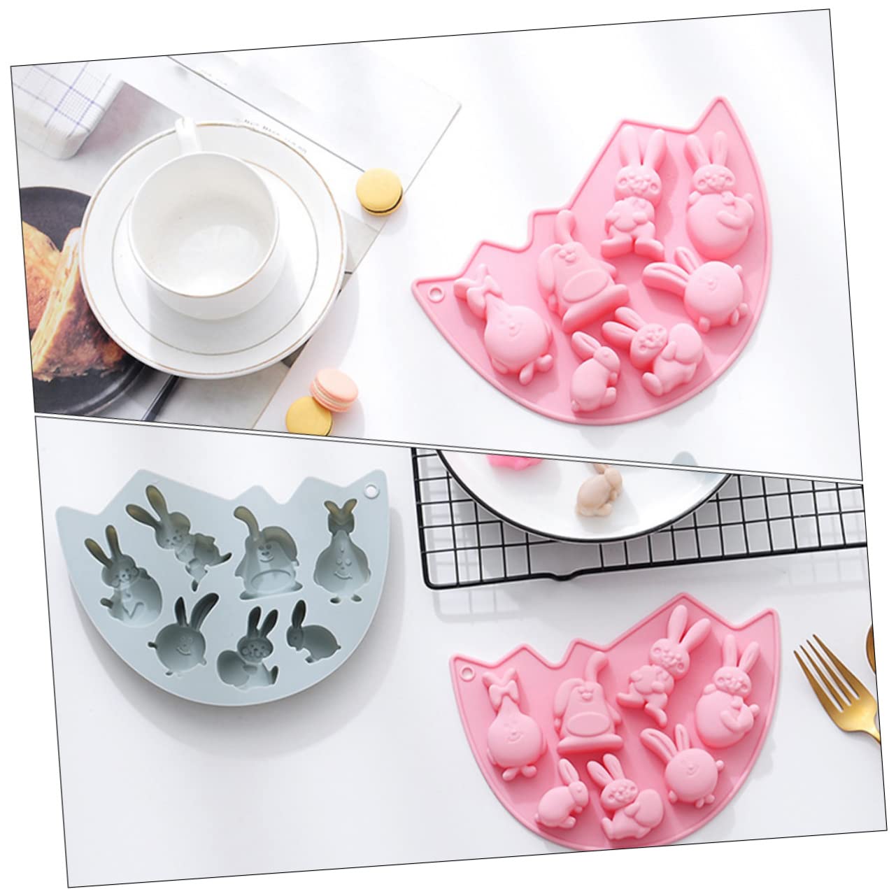Amosfun 3 Ensembles Moule À Lapin Moule Pâques Paque Gommeux s À Crêpes D'halloween À Gâteau Sur Le Thème De Pâques En Silicone Pour La Maison 2 Pièces * 3