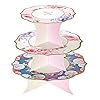 Talking Tables Floral Cake Stand Party Decoration, Truly Scrumptious for Birthday, Baby Shower, Afternoon Tea, Wedding, Anniversary, Mother's Day Card, 3-Tier Reversible Design
