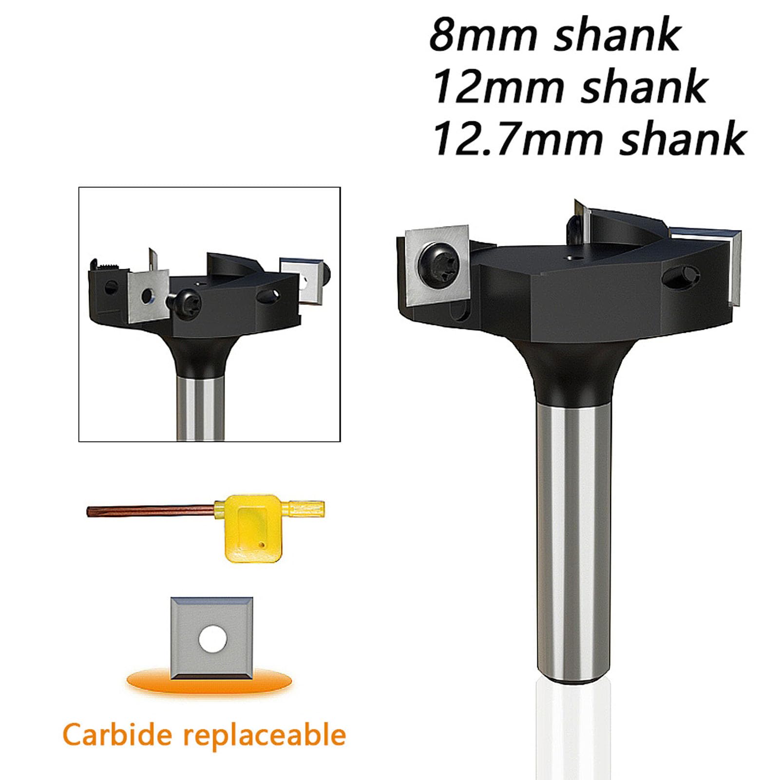 Spoilboard Bit, Insert Spoilboard Surfacing Router Bit 8mm Shank 1?1/4 Inch Cutting 3 Flute Router Bit for Woodworking Planing Slotting
