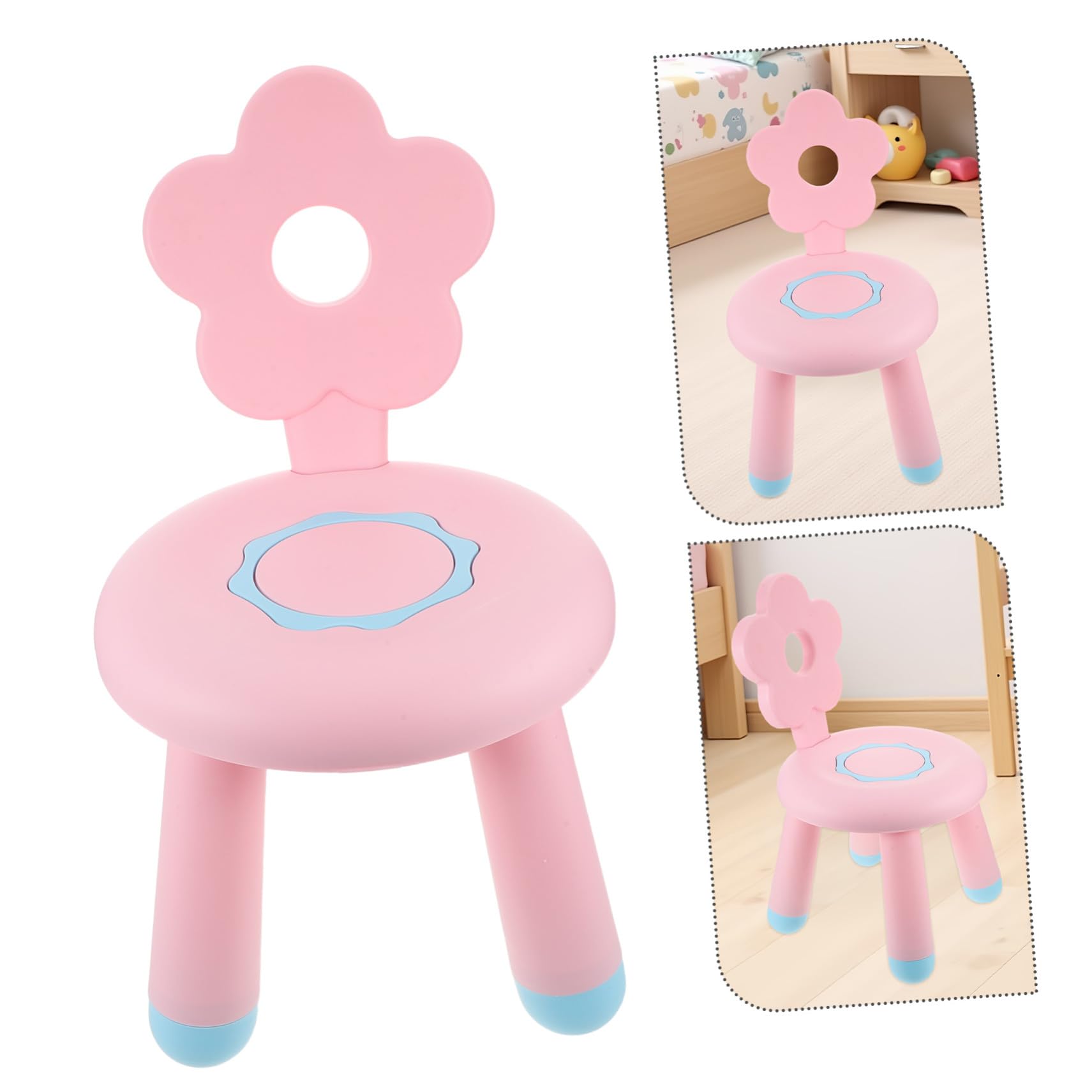 Zerodeko Sgabello per Plastica Rinforzata Piccolo e Portatile Antiscivolo e Multifunzionale per Bagno Cucina e Cameretta Rosa