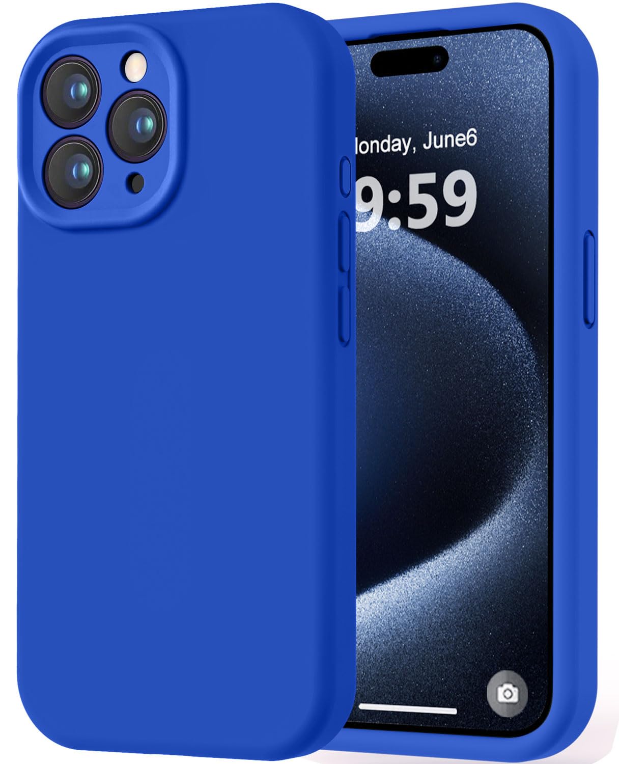 Photo 1 of LOVE 3000 Designed for iPhone 15 Pro Case, Premium Silicone with [Soft Anti-Scratch Microfiber Lining] Shockproof Protective Phone Case for Men Women Girls 6.1", Klein Blue