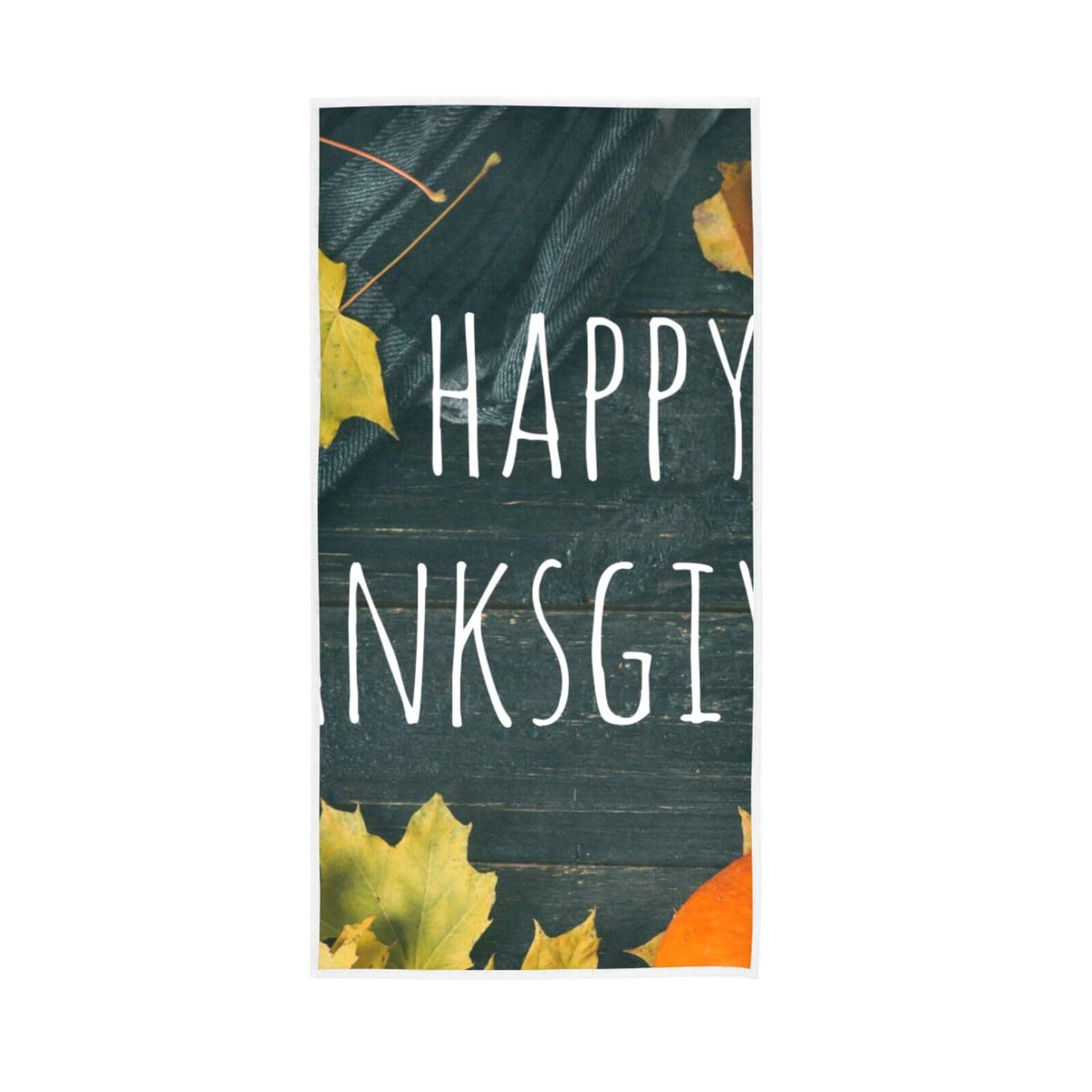 LSRCPD Happy Thanksgiving Text Pumpkins Bathroom Hand Towel, 15 x 30 Inches Absorbent Hand Towel Spa Towels for Bathroom Facial Towels for Estheticians Soft