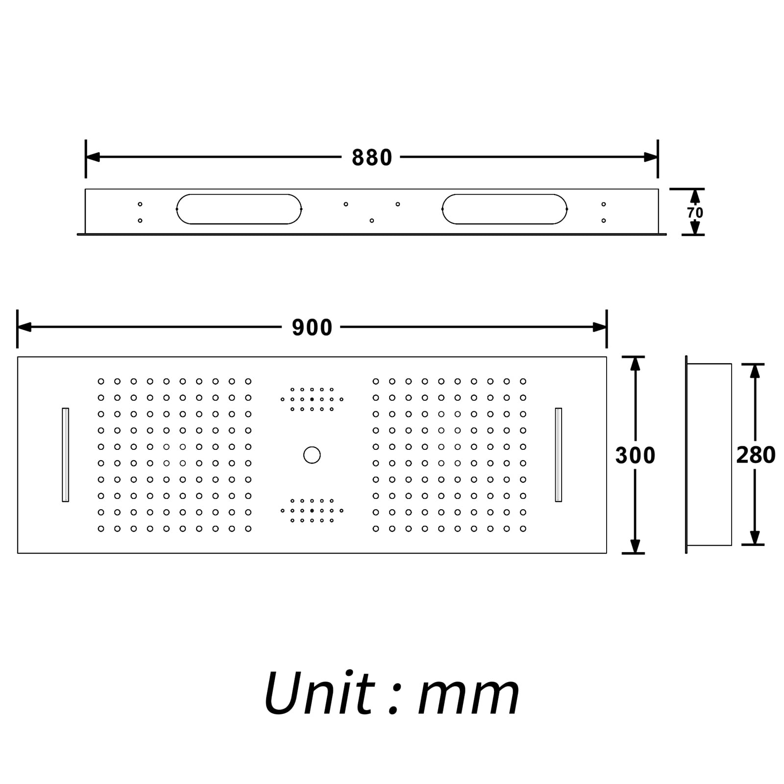 LED Música Rociador Ducha 90x30cm Negro Alcachofas Fijas para Ducha 3 Funciones 64 Colores Alcachofa de Ducha Rectangular 304 Acero Inoxidable Cabezal de Ducha Lluvia,Touch Control