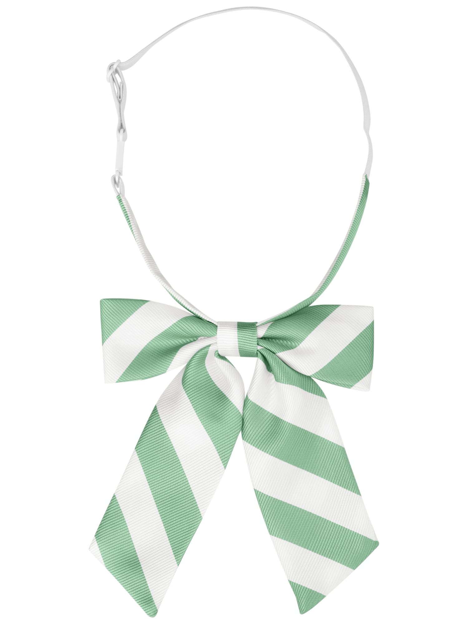 Elerevyo Women's Bowties Pre-Tied Bow Tie with Adjustable Elastic Strap Uniform Stylish Stripe Ties One Size Mint Green White