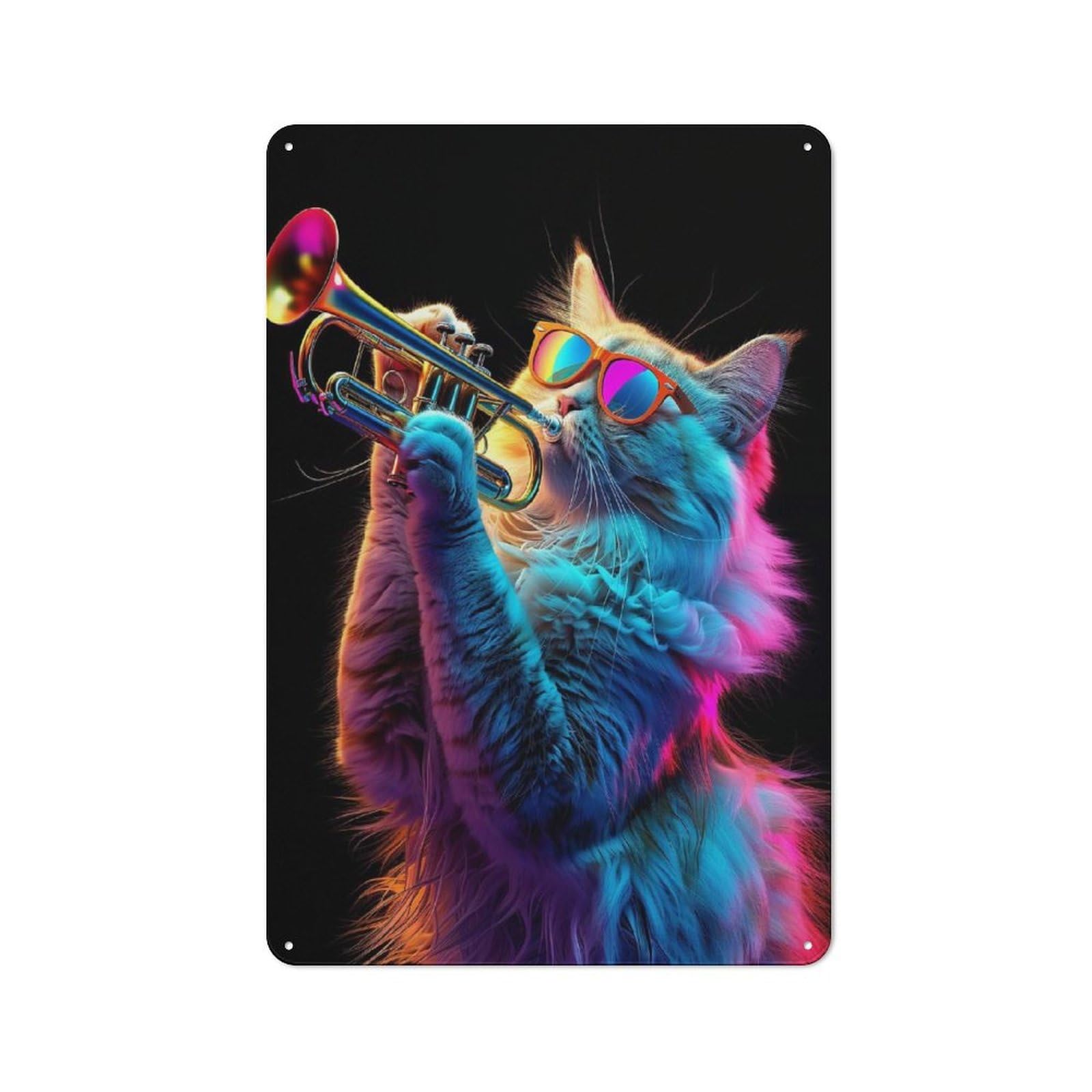 Retro Metal Sign 30x20cm Featuring Ragdoll Trumpet, Home Bar Decor for Pub, Home Bar, Shed Or Man Cave