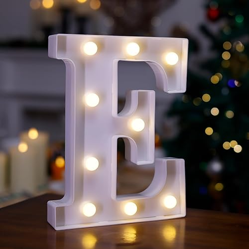 Miniatura 1 de Letrero LED de marquesina, letrero luminoso de 26 letras del alfabeto, letras LED que funcionan con pilas, para luz nocturna, bodas, cumpleaños,