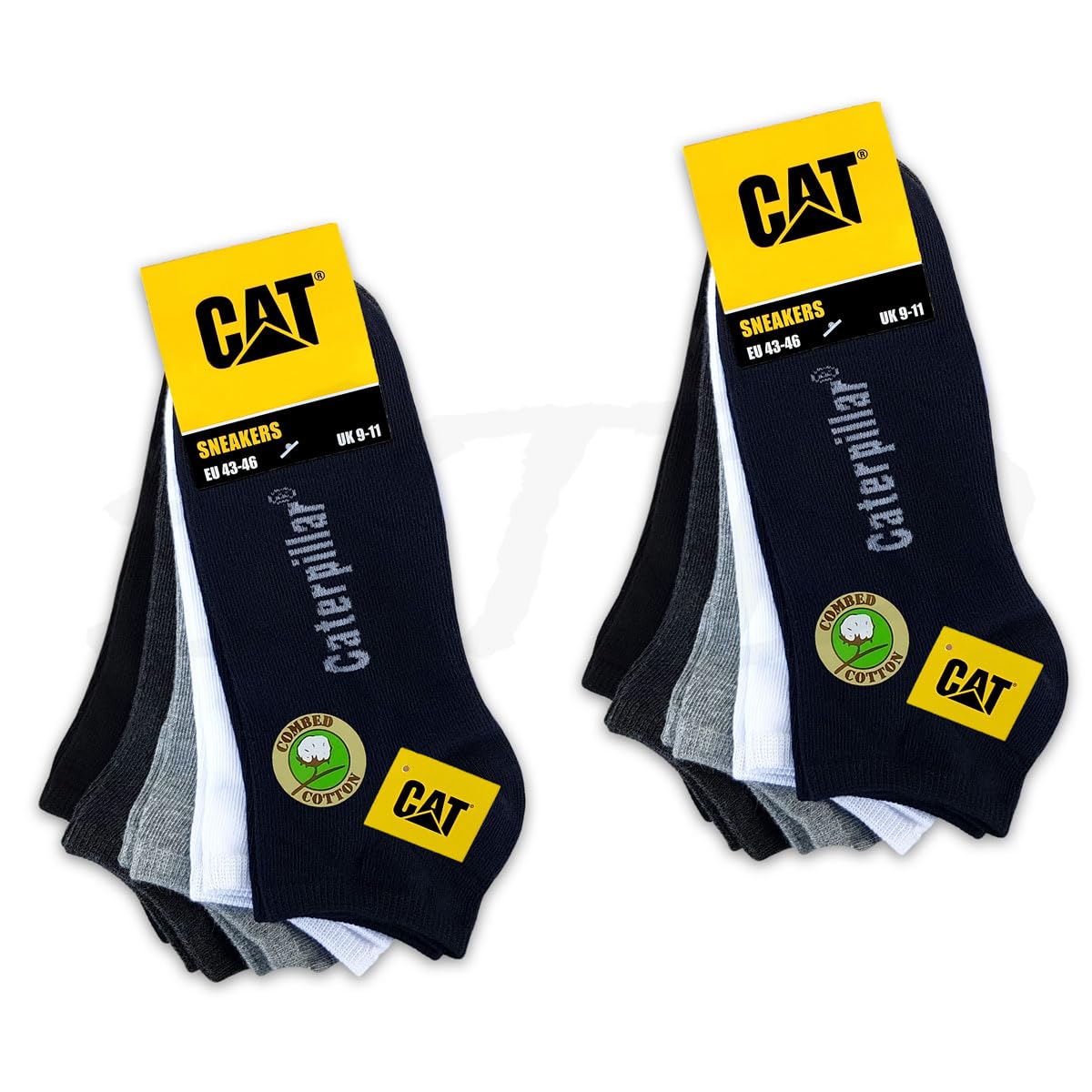 CAT 10 Paar CATERPILLAR SNEAKERS SNEAKER SOCKEN - ArbeitsSneaker atmungsaktive Füßlinge dünne Strümpfe mit optimaler Passform und nicht fühlbarer Zehennaht Knöchelhoch EU 39-42, 43-46, 47-50