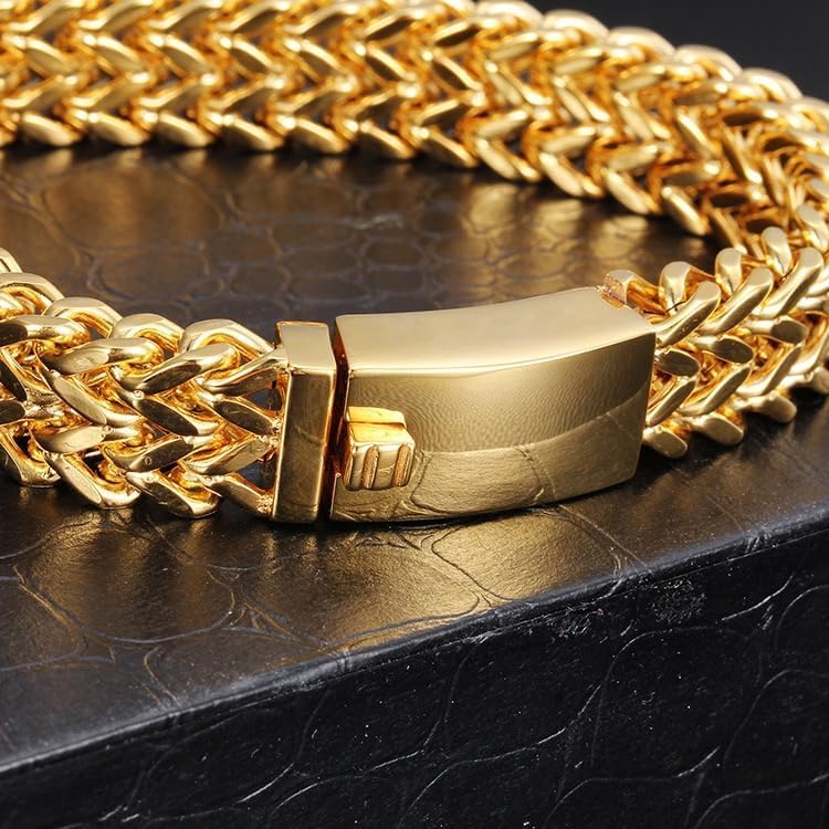 Miami Cuban Bracelet 18K Gold Men's Solid Bracelet Mesh Fashion Hip Hop Jewelry Gift for Father, Husband's Birthday, New Year's Gift4