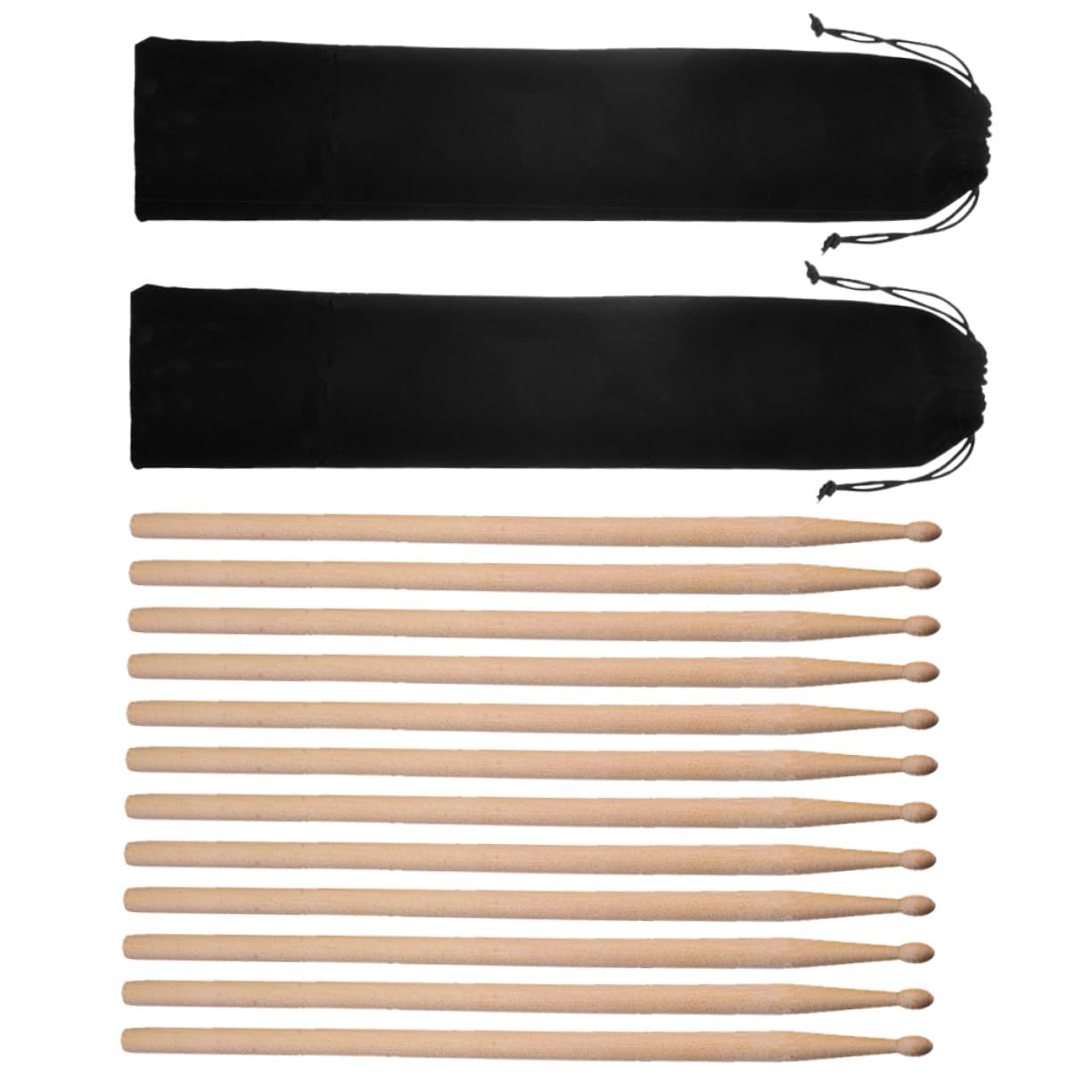 SUPVOX 2 set Bacchette per Batteria in Legno d Acero Punta in Legno e Borsa in Nera Leggere ed Ergonomiche per Adulti e Principianti per Jazz e Batteria Elettronica