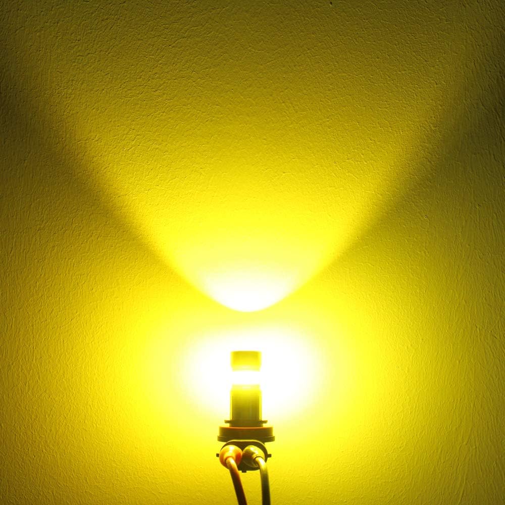 Alla Lighting 2800lm H16 LED Bulbs, 3000K Golden Yellow Fog Lights, Daytime Running Lights, Xtreme Super Bright Customized COB-72 SMD Replacement for Cars, Trucks