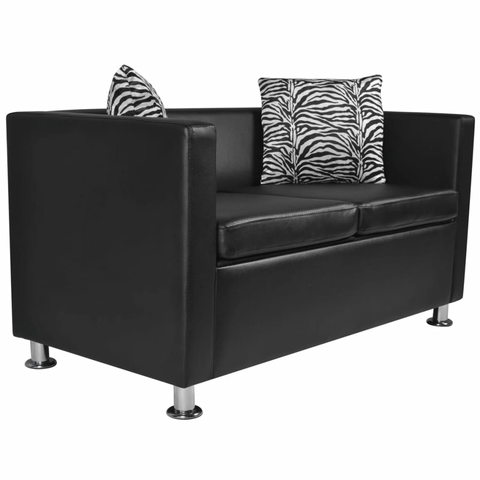 IKAYAA Conjunto de Sofás 2 Piezas Sofas de Salon 2 plazas + 3 plazas Cuero Artificial Negro