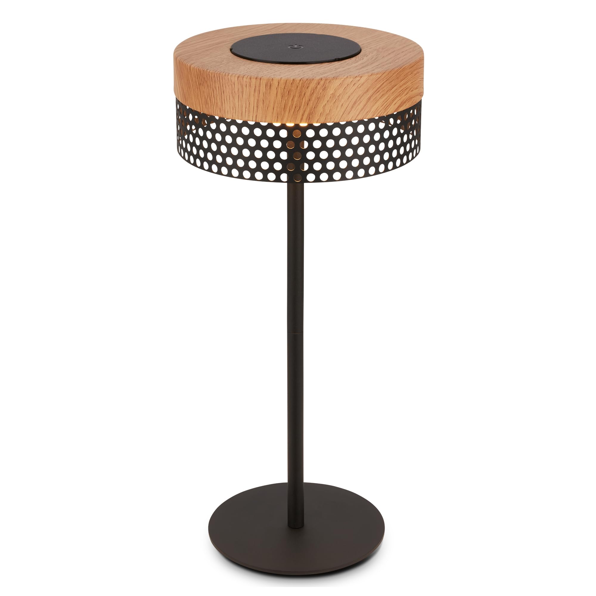 Briloner Black-Wood - Rechargeable Led Table Lamp Ip44 With Touch, Dimmable, Replaceable Battery, Led Light, Battery Table Lamp, Bedside Lamp, Cordless, Outdoor, 16X35 Cm,